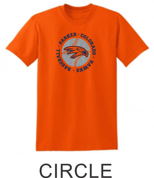 Hawks Baseball Basic Tee in 2 Designs- Matte or Glitter