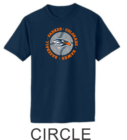 Hawks Baseball Basic Tee in 2 Designs- Matte or Glitter