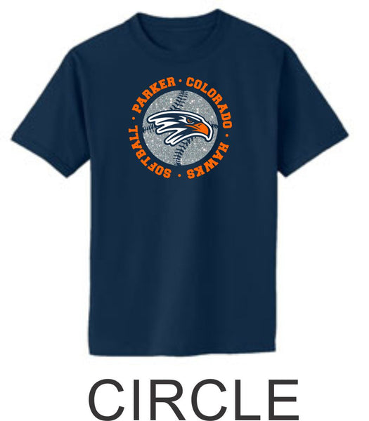 Hawks Softball Basic Tee in 2 Designs- Matte or Glitter