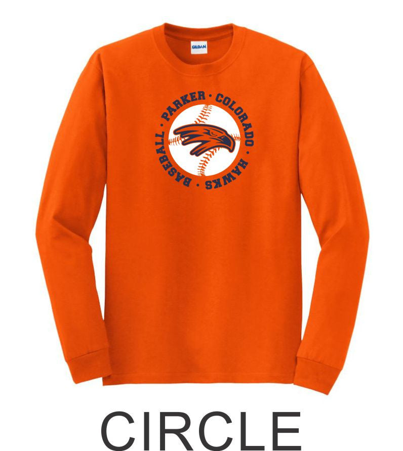 Hawks Baseball Long Sleeve Tee- 2 Designs- Matte or Glitter