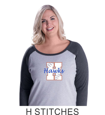 Hawks Stitches Curvy Lady Raglan-Matte or Glitter