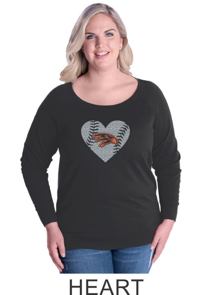 Hawks Curvy Ladies Slouchy Pullover- in 2 designs- Matte or Glitter