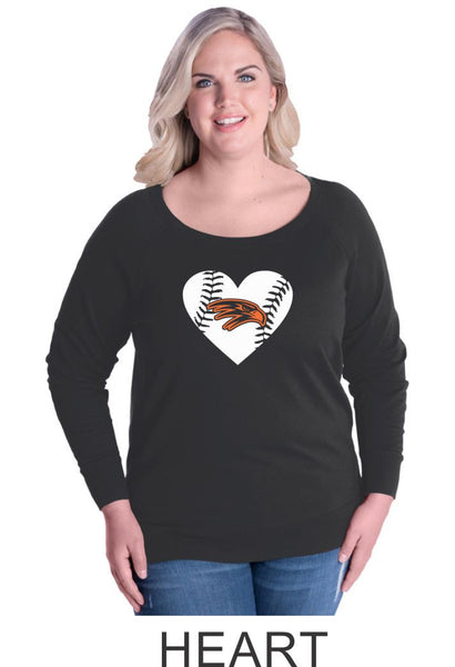 Hawks Curvy Ladies Slouchy Pullover- in 2 designs- Matte or Glitter
