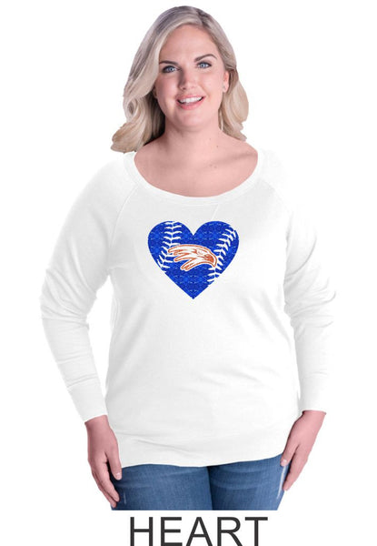 Hawks Curvy Ladies Slouchy Pullover- in 2 designs- Matte or Glitter