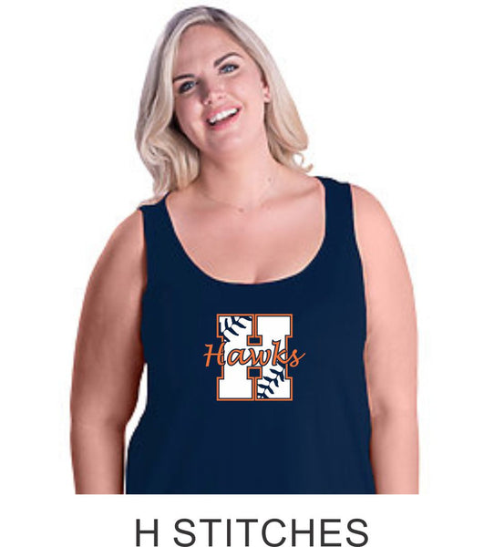 Hawks Curvy Ladies Basic Tank- 3 Designs- Matte or Glitter