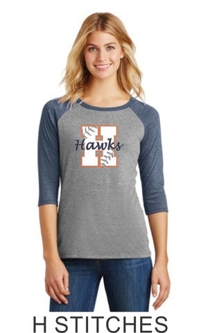 Hawks Stitches Ladies Raglan- Matte or Glitter