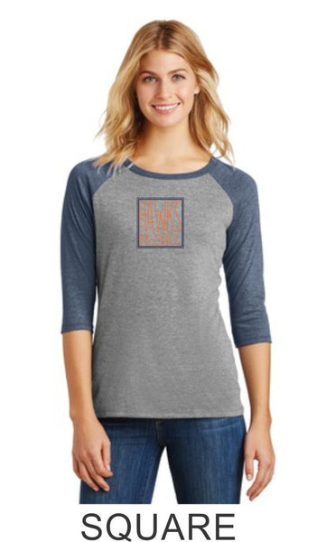 Hawks Baseball Ladies Raglan- 3 designs Matte or Glitter