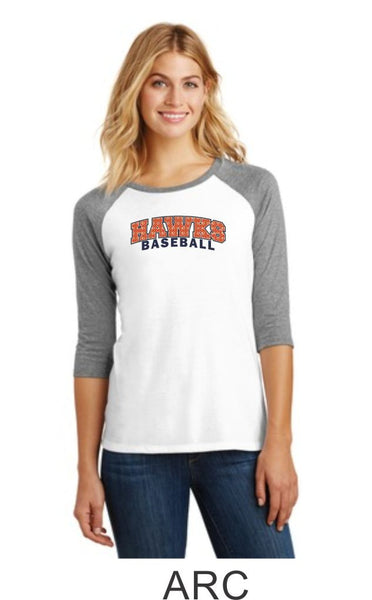 Hawks Baseball Ladies Raglan- 3 designs Matte or Glitter