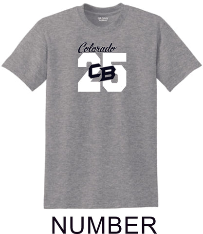 CO Baseball Basic Number Tee- Matte or Glitter