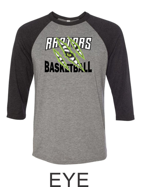Raptors Basketball Raglan Unisex T-Shirt- 5 designs- Matte and Glitter