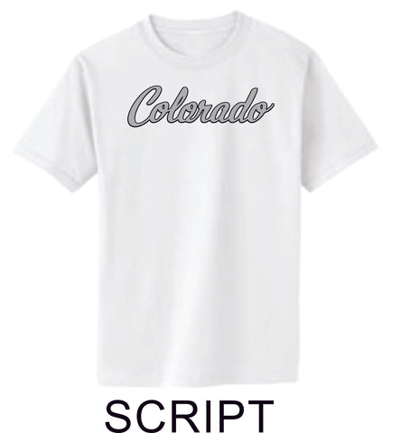 CO Baseball Basic SCRIPT Tee- Matte or Glitter