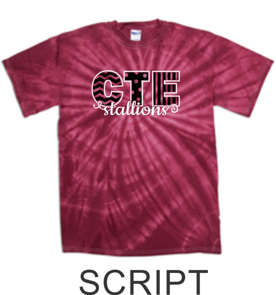 CTE Maroon Tie Dye T-Shirt- 5 designs