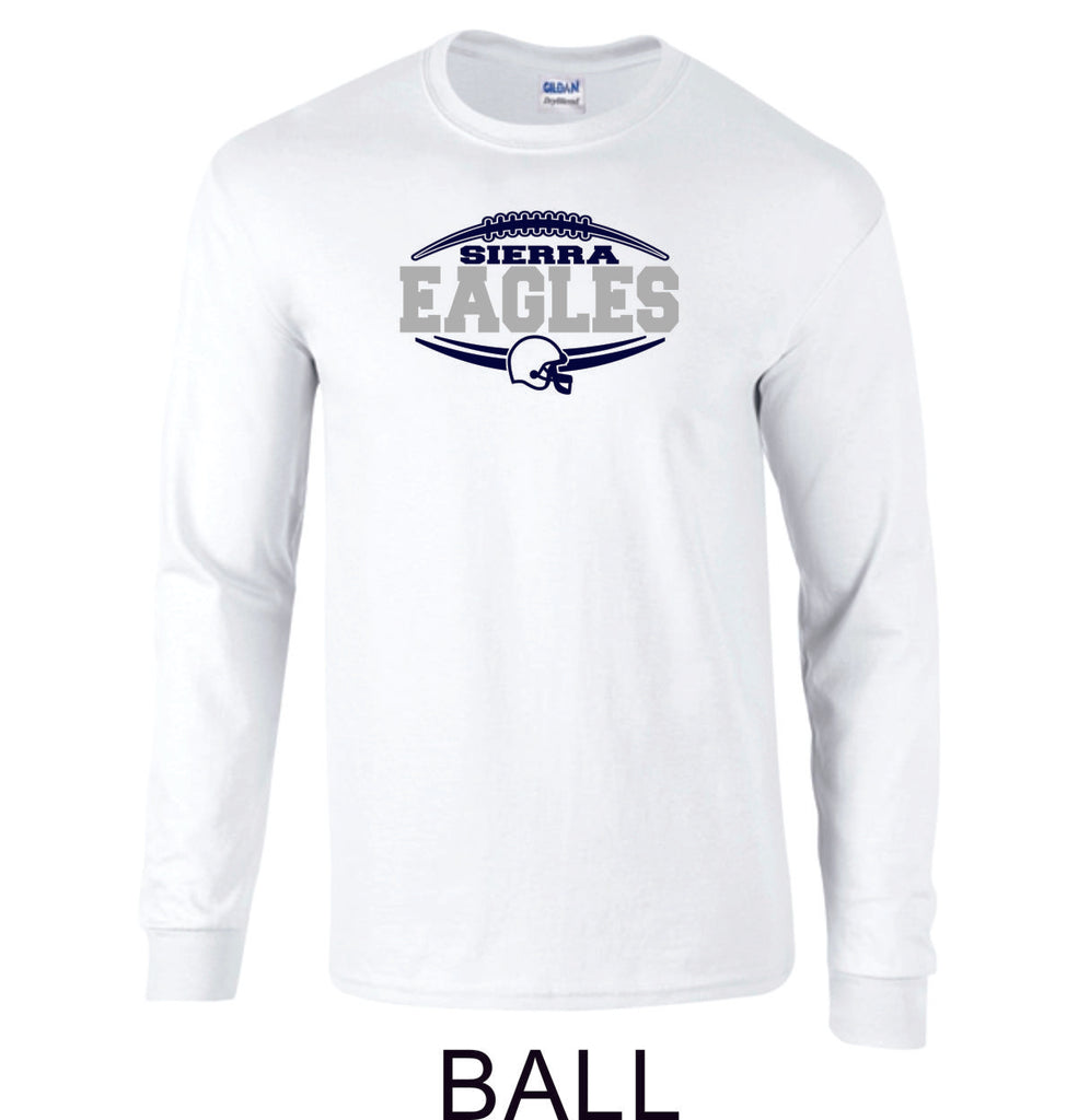 Sierra FOOTBALL Long Sleeve Tee- 4 designs-Matte or Glitter