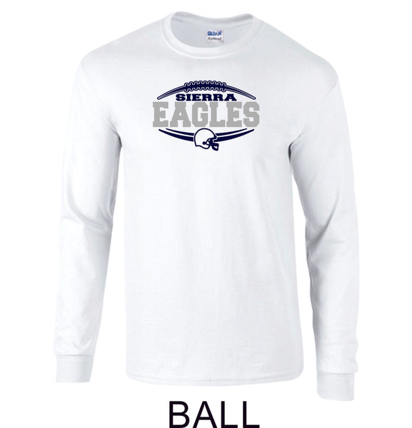 Sierra FOOTBALL Long Sleeve Tee- 4 designs-Matte or Glitter