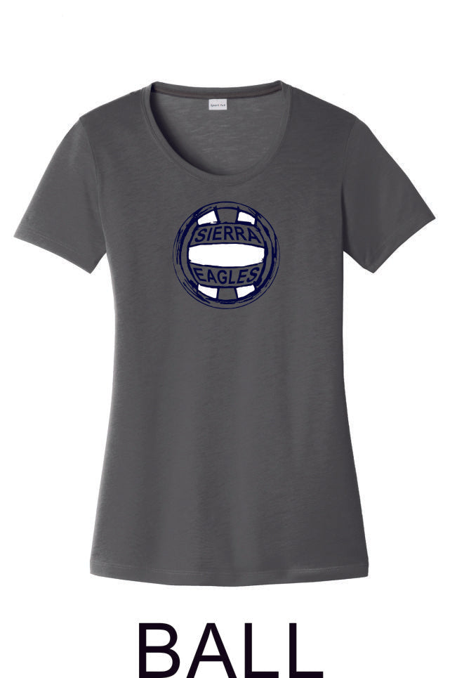Sierra VOLLEYBALL Sport-Tek Ladies Wicking Tee - 4 designs