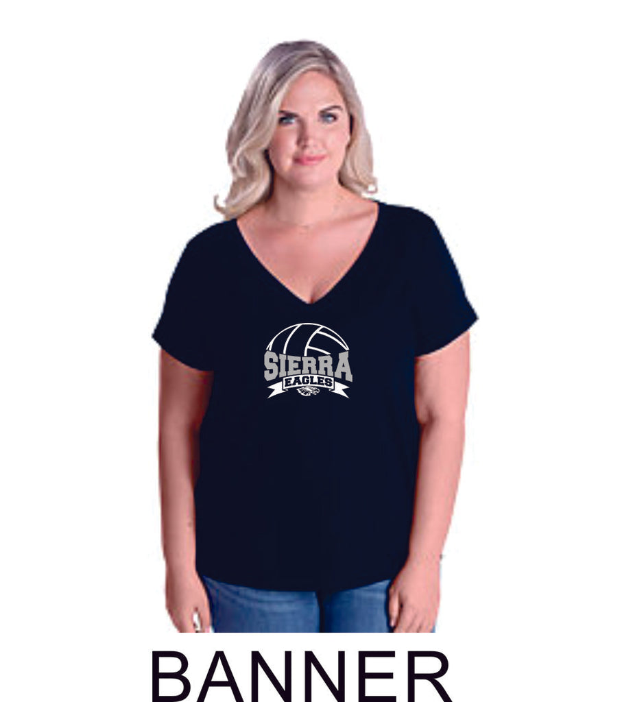 Sierra VOLLEYBALL Curvy Ladies Tee- 4 designs- Matte or Glitter
