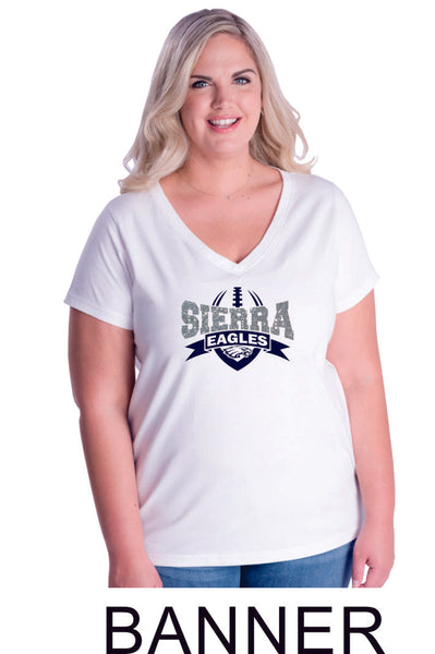 Sierra FOOTBALL Curvy Ladies Tee- 4 designs- Matte or Glitter