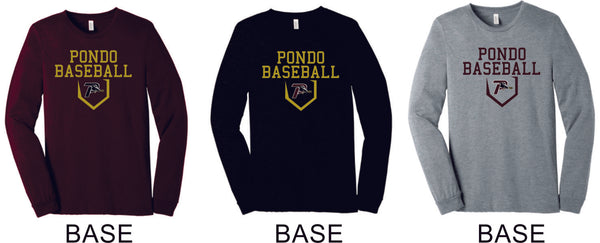 Pondo Baseball Unisex Long Sleeve Tee- 12 Designs- Matte or Glitter