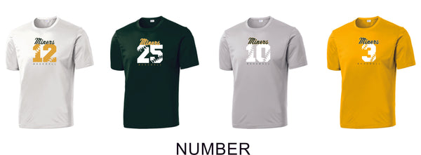 Miners Wicking Tee- Youth, Adult, Ladies Sizes