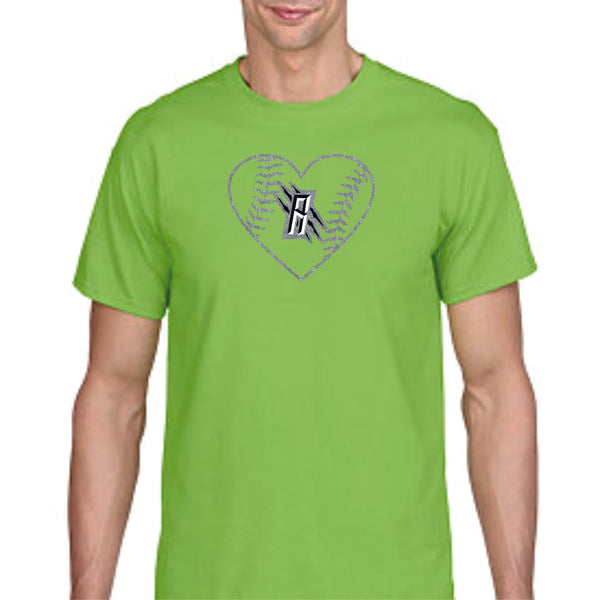 Raptors Baseball Heart Design Basic Tee- Matte or Glitter