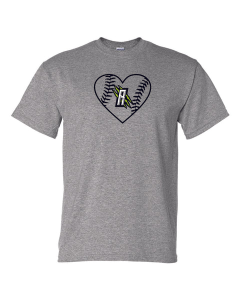 Raptors Baseball Heart Design Basic Tee- Matte or Glitter