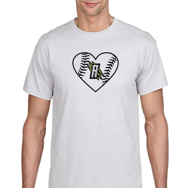 Raptors Baseball Heart Design Basic Tee- Matte or Glitter