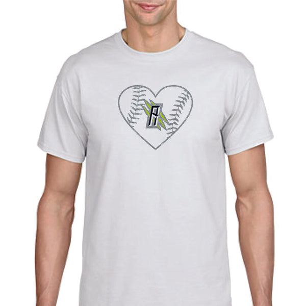 Raptors Baseball Heart Design Basic Tee- Matte or Glitter