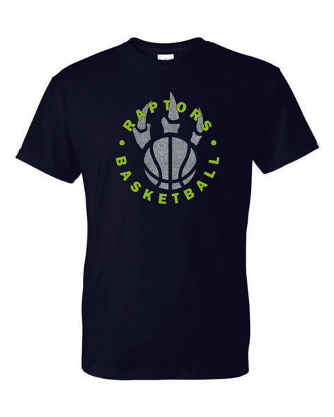 Raptors Basketball Circle Design Basic Tee- Matte or Glitter