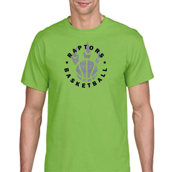 Raptors Basketball Circle Design Basic Tee- Matte or Glitter