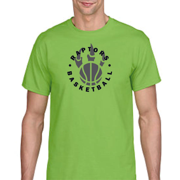 Raptors Basketball Circle Design Basic Tee- Matte or Glitter
