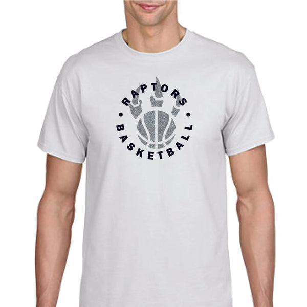 Raptors Basketball Circle Design Basic Tee- Matte or Glitter