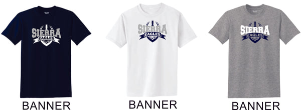 Sierra FOOTBALL Basic Tee- 4 Designs- Matte or Glitter
