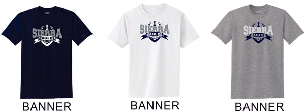 Sierra FOOTBALL Basic Tee- 4 Designs- Matte or Glitter