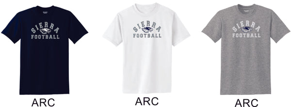 Sierra FOOTBALL Basic Tee- 4 Designs- Matte or Glitter