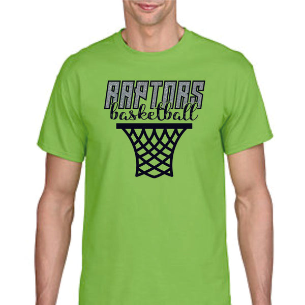 Raptors Basketball Hoop Design Basic Tee- Matte or Glitter