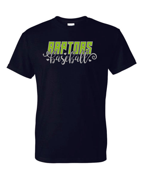 Raptors Script Design Basic Tee- 4 Sports- Matte or Glitter