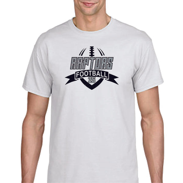 Raptors Football Banner Design Basic Tee- Matte or Glitter