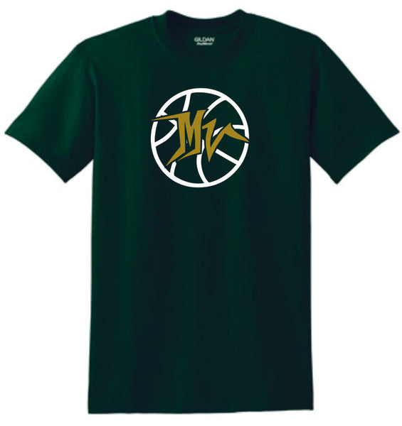 MVHS Basketball Circle Design Basic Tee- Matte or Glitter