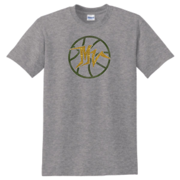 MVHS Basketball Circle Design Basic Tee- Matte or Glitter