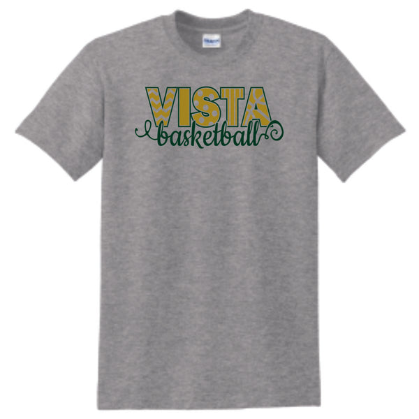 MVHS Basketball Curly Design Basic Tee- Matte or Glitter
