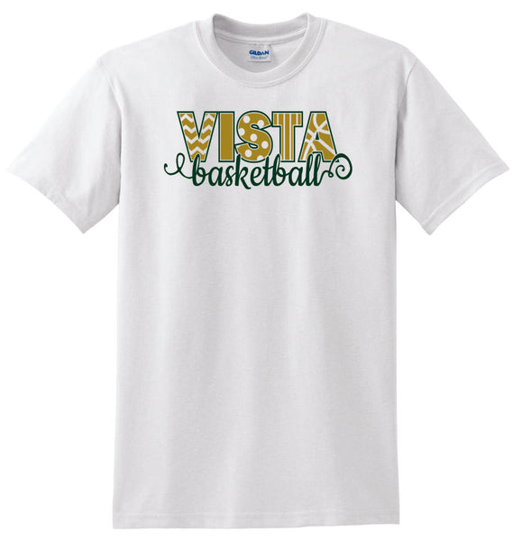 MVHS Basketball Curly Design Basic Tee- Matte or Glitter