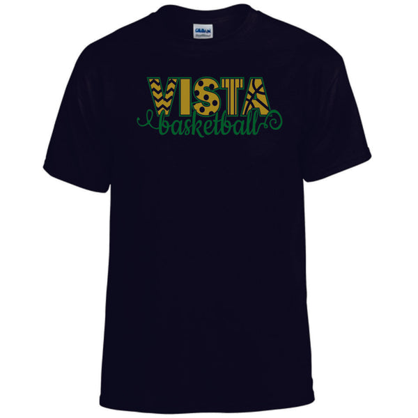 MVHS Basketball Curly Design Basic Tee- Matte or Glitter