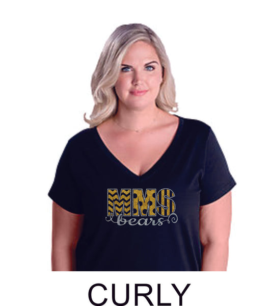 Mesa MS Curvy Ladies Tee- 3 designs- Matte or Glitter