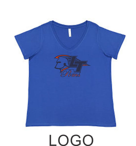 LT Poms Curvy Ladies Tee- 3 Designs- Matte or Glitter