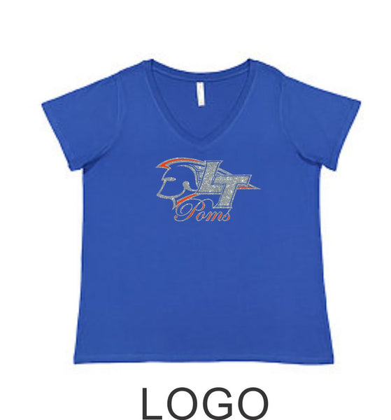 LT Poms Curvy Ladies Tee- 3 Designs- Matte or Glitter
