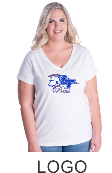 LT Poms Curvy Ladies Tee- 3 Designs- Matte or Glitter