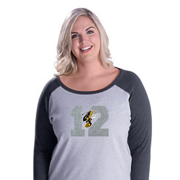 Sting Curvy Ladies Number Raglan- Matte or Glitter
