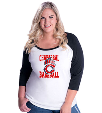 Chap Curvy Ladies Baseball Mama Raglan- Matte or Glitter