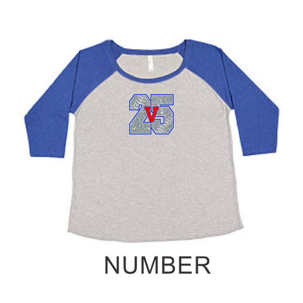 Vipers Curvy Ladies Number Raglan- Matte or Glitter