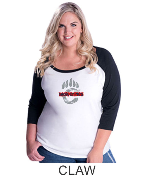 Chap Baseball Curvy Lady Raglan- 4 designs- Matte or Glitter